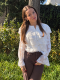 Kanten blouse met ruches