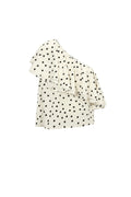 One-shoulder top met polka dots