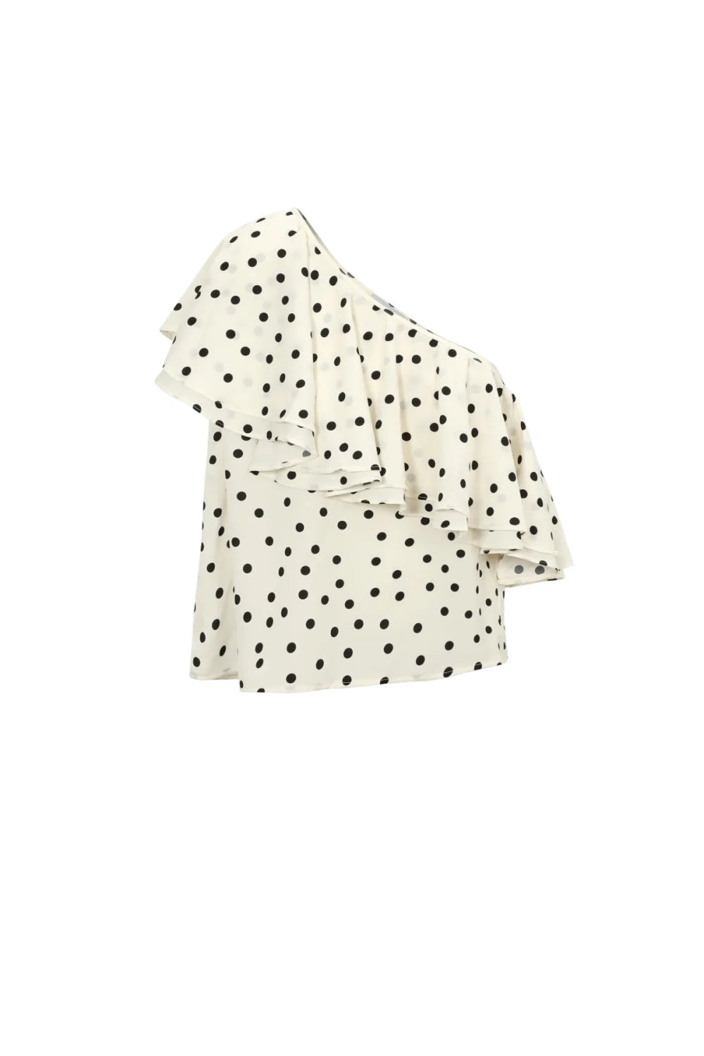 One-shoulder top met polka dots